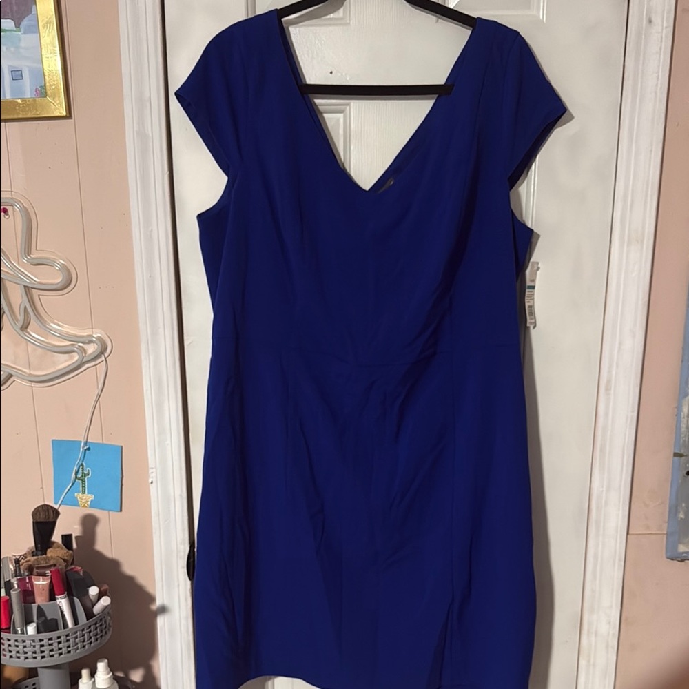 The Limited Blue V-Neck A-Line Mini Dress